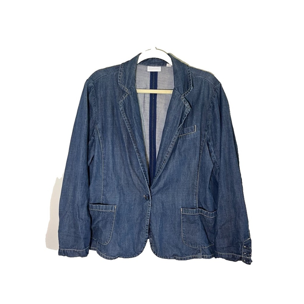 Retro Denim Neutral Jacket XL Blue Western Boho Indie Festival Chic Coastal 80s